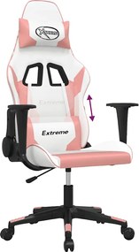 vidaXL Καρέκλα Gaming Λευκό και Ροζ από Συνθετικό Δέρμα