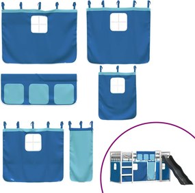 vidaXL Κουκέτα με Τσουλήθρα και Κουρτίνες Μπλε 90x200 εκ.