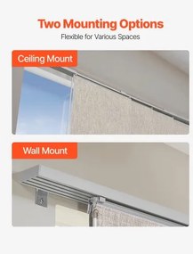 VEVOR Panel Track Blinds Extendable Track 116 cm to 218 cm W Trimmable Brown