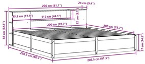 Σκελετός Κρεβατιού Χωρίς Στρώμα 200x200 εκ Μασίφ Ξύλο Πεύκου - Καφέ