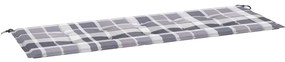 vidaXL Μαξιλάρι για Παγκάκι Κήπου Γκρι Καρό 150x50x4 εκ. Υφασμάτινο