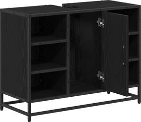vidaXL Ντουλάπι Μπάνιου Μαύρη Οξυά 80 x 33 x 60 εκ Επεξεργασμένο ξύλο