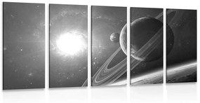 Εικόνα 5 μερών πλανήτης στο διάστημα σε ασπρόμαυρο