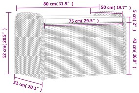 Παγκάκι Αποθήκευσης Μαύρο 80x51x52 εκ. Συνθετικό Ρατάν Μαξιλάρι - Μαύρο