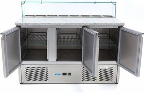 Pizza Prep Fridge - 137cm - 3 Doors - Fits 8 x 1/6 GN - incl Glass Cover