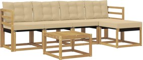 vidaXL Σειρά Καναπέ Εξωτερικού με μαξιλάρι 6 pcs Λευκό και Μπεζ