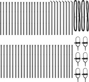 vidaXL Ενσωματωμένος Πόλος Φράχτη 52 pcs Γκρι