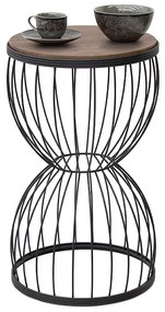 Τραπεζάκι βοηθητικό Pino Megapap μεταλλικό - Mdf χρώμα μαύρο - καρυδί 35x35x58εκ.