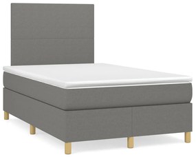 ΚΡΕΒΑΤΙ BOXSPRING ΜΕ ΣΤΡΩΜΑ &amp; LED ΣΚ.ΓΚΡΙ 120X190ΕΚ. ΥΦΑΣΜΑΤΙΝΟ 3270233