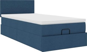 vidaXL Οθωμανικό κρεβάτι με στρώμα μπλε 90x190cm ύφασμα