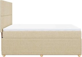 vidaXL Κρεβάτι Boxspring με Στρώμα Κρεμ 140x190 εκ. Υφασμάτινο
