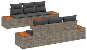 vidaXL Σετ Καναπέ Κήπου με μαξιλάρι 7 pcs Γκρι Πολυ ράταν