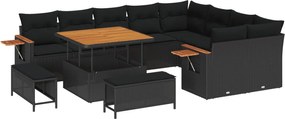 vidaXL Σετ Καναπέ Κήπου 12 pcs Μαύρο συνθετικό ρατάν