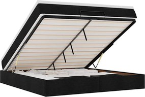 vidaXL Οθωμανικό κρεβάτι με στρώμα Μαύρο 160x200cm Ύφασμα