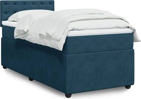 vidaXL Κρεβάτι Boxspring με Στρώμα Μπλε 90x190 εκ. Βελούδινο