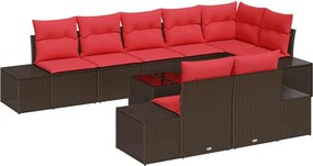 vidaXL Σετ Καναπέ Κήπου 9 τμχ. Καφέ συνθετικό ρατάν
