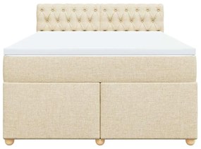 vidaXL Κρεβάτι Boxspring με Στρώμα Κρεμ 140x190 εκ. Υφασμάτινο