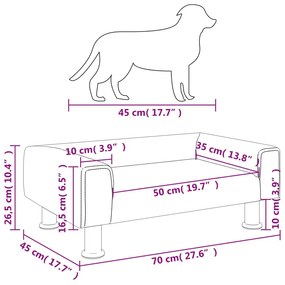 Κρεβάτι Σκύλου Ανοιχτό Γκρι 70 x 45 x 26,5 εκ. Βελούδινο - Γκρι