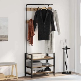 vidaXL Κρεμάστρα artisan δρυς 75 x 34 x 184 εκ Επεξεργασμένο ξύλο