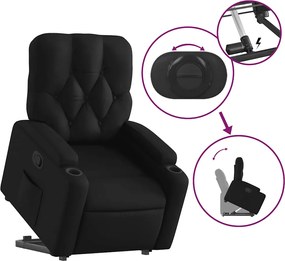 vidaXL Πολυθρόνα Μασάζ Ανακλινόμενη με Ανύψωση Μαύρη Συνθ. Δέρμα