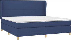 vidaXL Κρεβάτι Boxspring με Στρώμα Μπλε 200x200 εκ. Υφασμάτινο