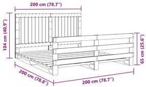 Πλαίσιο Κρεβατιού με Κεφαλάρι 200x200 εκ. από Μασίφ Ξύλο Πεύκου - Καφέ