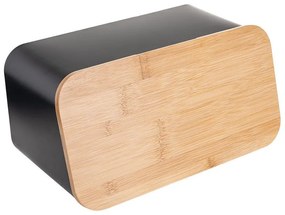 Estia 01-12861 Ψωμιέρα με Καπάκι από Bamboo 34.5x19x17cm, Μαύρο