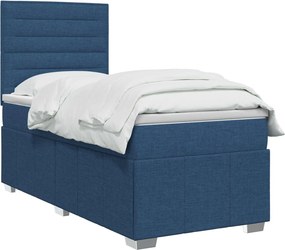 vidaXL Κρεβάτι box spring με στρώμα Μπλε 90 x 200 cm Ύφασμα