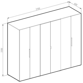 Εξάφυλλη Ντουλάπα Ρούχων SERENA Light Artwood/White με Καθρέπτη 270x60x220