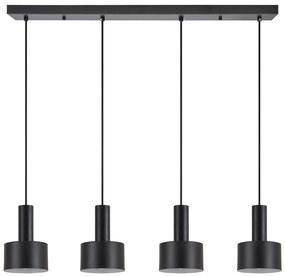 SE21-BL-4-4BL-MS1 ADEPT TUBE Black Pendant Black Metal Shade+