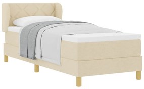 vidaXL Κρεβάτι με Ελατήρια και Στρώμα Κρεμ 90x200 εκ Υφασμα Κρεμ
