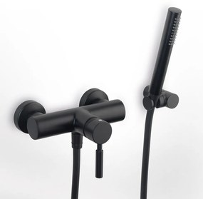 La Torre New Tech Black Matt Μπαταρία Ντουζιέρας με Tηλέφωνο Anticalcare, Eπίτοιχο Στήριγμα Τηλεφώνου&amp;Άθραυστο Σπιράλ 12060-400