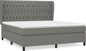 vidaXL Κρεβάτι Boxspring με Στρώμα Σκούρο Γκρι 180x200 εκ Υφασμάτιν