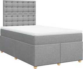 vidaXL Κρεβάτι Boxspring με Στρώμα Ανοιχτό Γκρι 120x200 εκ. Υφασμάτινο