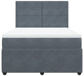 vidaXL Κρεβάτι Boxspring με Στρώμα Σκούρο Γκρι 160x200 εκ. Βελούδινο