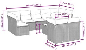 vidaXL Σετ Καναπέ Κήπου 10 τεμ. Μπεζ Συνθετικό Ρατάν με Μαξιλάρια