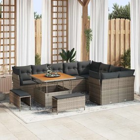 vidaXL Σετ Καναπέ Κήπου 12 pcs Γκρι συνθετικό ρατάν