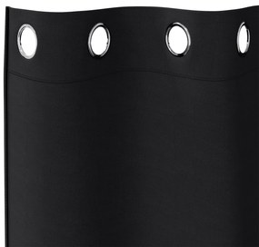 vidaXL Κουρτίνες με κουρτίνες 2 pcs Μαύρο 225 x 140 εκ. Πολυεστέρας