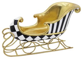 XMAS ABSTRACT SLEIGH DECO POLYRESIN ΛΕΥΚΟ ΜΑΥΡΟ ΧΡΥΣΟ 37x14xH21cm