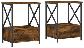 VidaXL Κομοδίνα 2 τεμ Καπνιστή Δρυς 50x41x65 εκ. Επεξεργασμένο Ξύλο