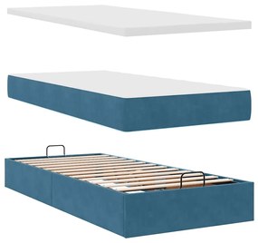 Οθωμανικό κρεβάτι με στρώμα σκούρο μπλε 90x190cm Velvet 3311745