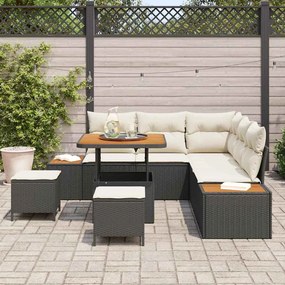 vidaXL Σετ Καναπέ Κήπου με μαξιλάρι 8 pcs Μαύρο Πολυ ράταν