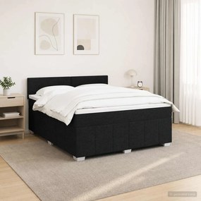 vidaXL Κρεβάτι box spring με στρώμα Μαύρο 180 x 200 cm Ύφασμα