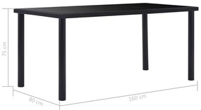vidaXL Τραπεζαρία Μαύρη 160 x 80 x 75 εκ. από Ψημένο Γυαλί
