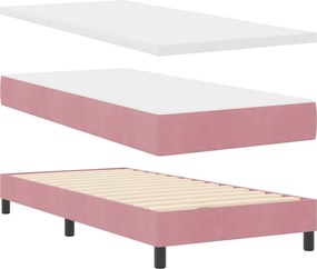 vidaXL Κρεβάτι με ελατήρια με κεφαλάρι Ροζ 200 x 100 cm Βελούδο