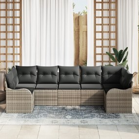 vidaXL Σετ καναπέ 7 τεμαχίων κήπου με μαξιλάρια ανοιχτό γκρι πολυεστέρα