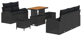 vidaXL Σετ Καναπέ Κήπου 8 pcs Μαύρο συνθετικό ρατάν