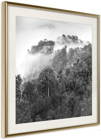 Αφίσα - Foggy Forest - 50x50 - Χρυσό - Με πασπαρτού