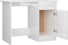 vidaXL Γραφείο Γυαλιστερό Λευκό 100 x 50 x 76 εκ. από Επεξ. Ξύλο