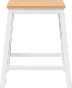 vidaXL Καρέκλες μπαρ 2 τεμάχια Λευκό μασίφ ξύλο καουτσούκ
